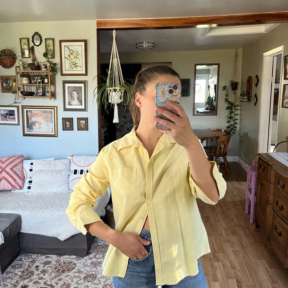 Yellow vintage Women's Button-Up Shirt
